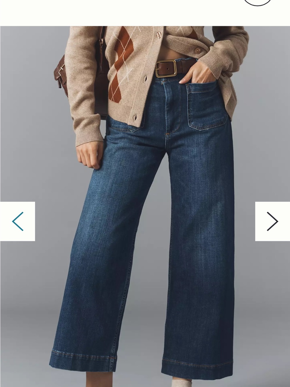 Maeve Wide-Leg Cropped Jeans in Dark Blue Wash